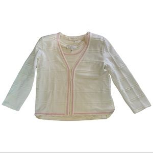 Escada Pink & White Cotton Twin Sweater Set Sz 38